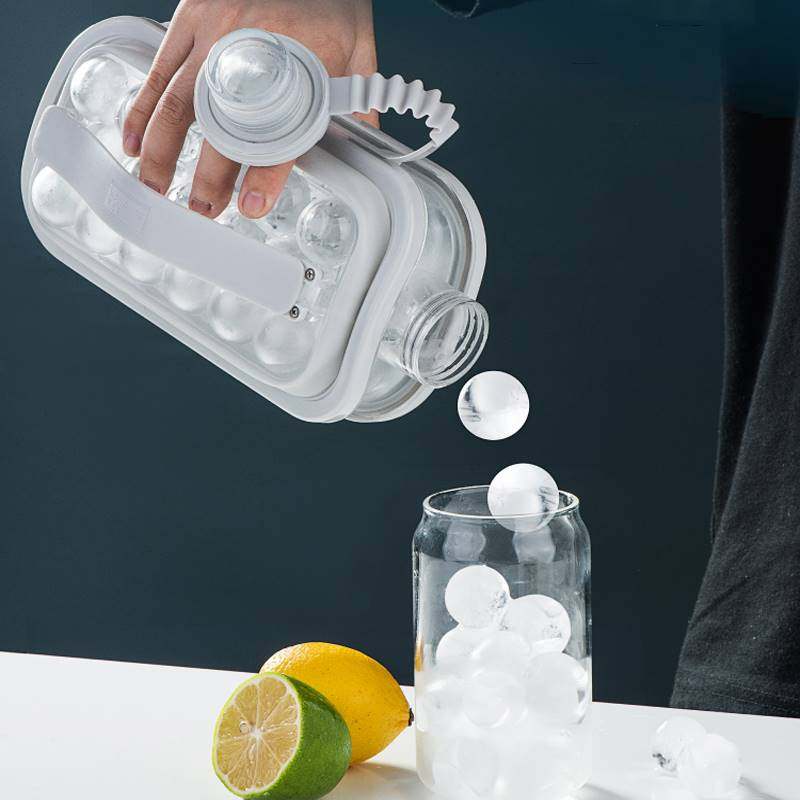 Newest 2 In 1 Ice Ball Maker Water Bottle Silicone Mold Ice