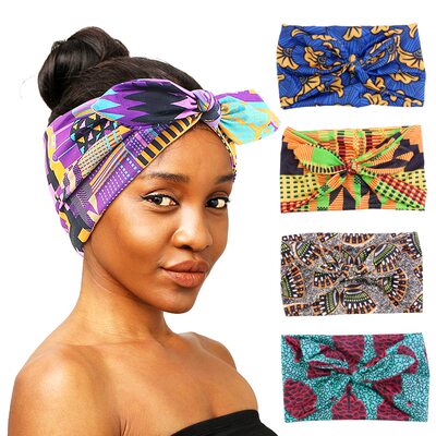 Print Women Headband Knot Bow Style Stretch Bandana Make Up