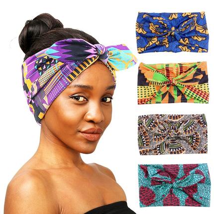 Print Women Headband Knot Bow Style Stretch Bandana Make Up
