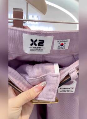 紫色牛仔短裤女a字2026新款夏季高腰宽松显瘦阔腿裤五分裤子百搭