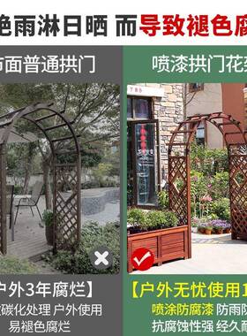 拱门花架防腐木爬藤架室外庭院花园装饰门围栏网格栅栏户外葡萄架