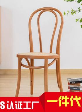 曲木餐椅18号椅咖啡圆背藤椅法式复古酒店茶室thonet桑纳索耐特椅