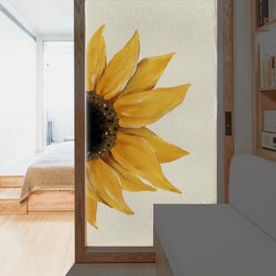 向日葵女孩遮光玻璃贴纸不透光浴室卫生间防窥窗户纸静电磨砂贴膜