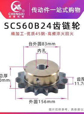 SCS高品质成型孔链轮6分 60B24齿 12A24T外径156精车内孔键槽顶丝