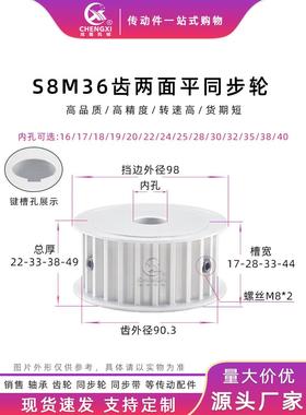 S8M36齿铝合金同步带轮AF 36S8M两面平槽宽17/28/33/44同步轮现货