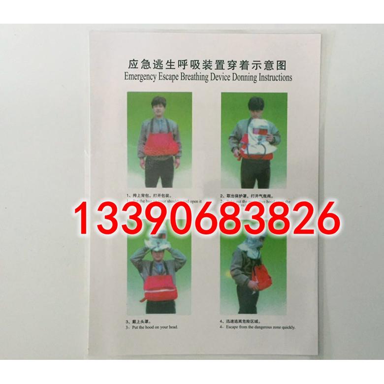 EEBD应急逃生呼吸装置穿着示意图 紧急逃生呼吸器装置穿着海报图
