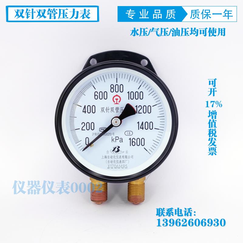 YZS-100 1600kPa 双针压力表 双针双管压力表 带铁路标志压力表