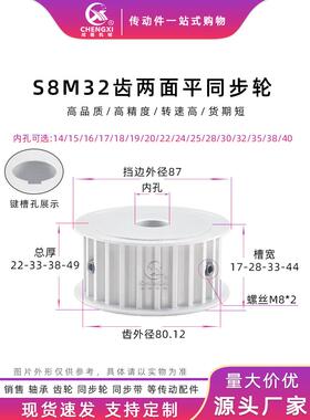 S8M32齿铝合金同步带轮AF 32S8M两面平槽宽17/28/33/44同步轮现货