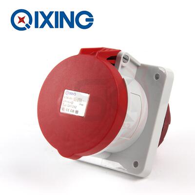 三相5孔63A检修箱工业插座QX1252 防水工业插座3P+N+E 380V IP44