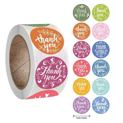 500pcs 12 Styles thank you stcker for busness package