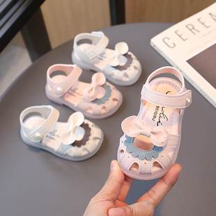 儿童防踢学步鞋 女童洋派2023年新款 幼童包头防撞一岁 夏款 女宝凉鞋