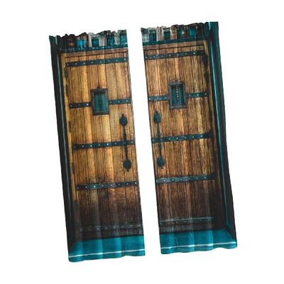 Wooden Barn Door Curtains Wooden Country Style Blackout