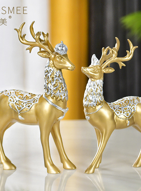 欧式家居客厅酒柜电视柜装饰品结婚搬家送礼物乔迁新居轻奢鹿摆件