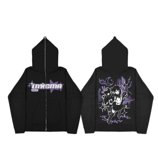 Hoodie Men Setwear Long Sleeve Anime Zip up hoodie Letter Ov