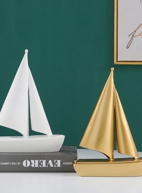 一帆风顺帆船艺术摆件北欧创意客厅书房电视酒柜办公室桌面装饰品