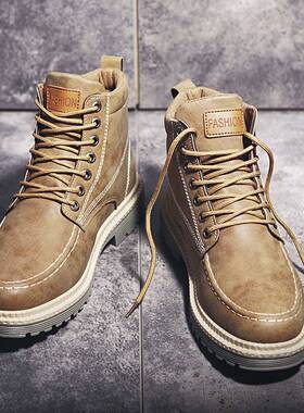 Men Boots Genuine Leather Martin Boots Man All-match Lace-Up