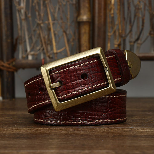 好货3.3CM Mens belts Luxury Retro Super Thick Genuine Leathe