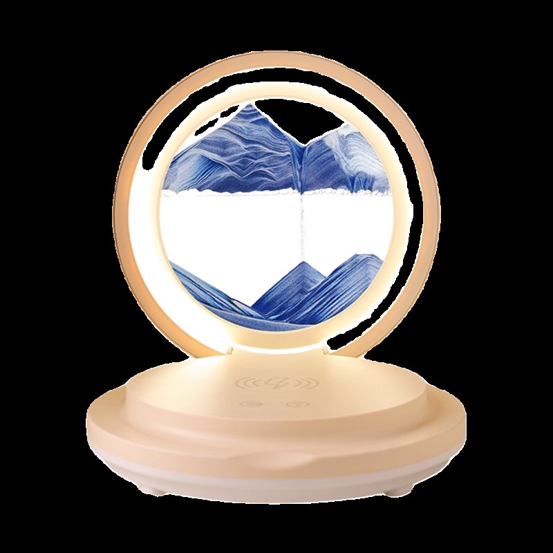 流沙画沙漏摆件卧室床头小夜灯无线充桌面装饰品创意结婚生日礼物