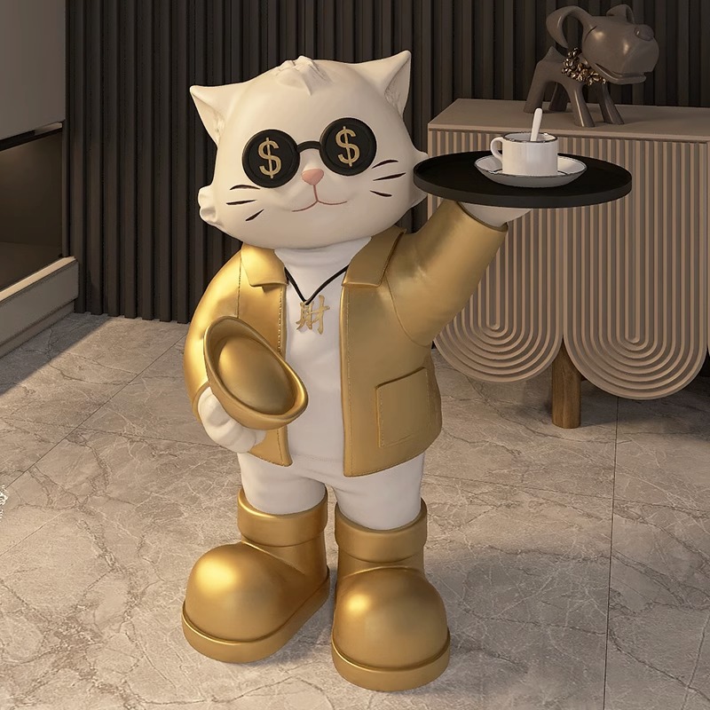 大型落地摆件招财猫家居装饰品创意客厅电视柜茶几沙发旁收纳摆设