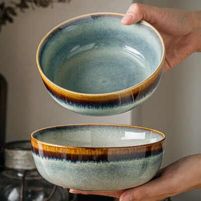 巷子尾14.99两个6.5英寸面碗复古陶瓷碗菜碗微瑕窑变餐具家用