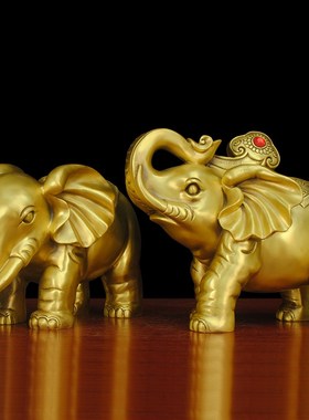 速发吸水如意大象摆件一对客厅招财进宝吉象如意客厅办公室装饰工
