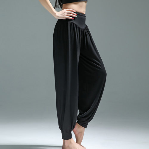速发舞蹈裤黑色宽松练裤功收口莫代尔萝卜裤舞蹈裤套装瑜伽服灯笼
