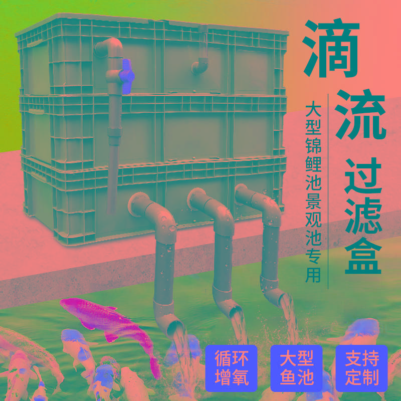 鱼池周转箱过滤箱大型锦鲤室外鱼池渔场过滤器自制滴流水循环系统