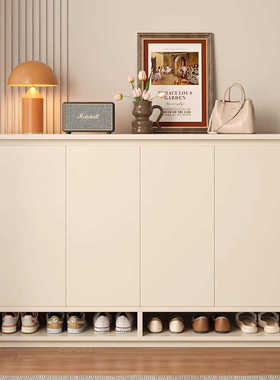 入户奶油风鞋柜家用门口新款2024爆款法式室内实木白色玄关柜鞋架