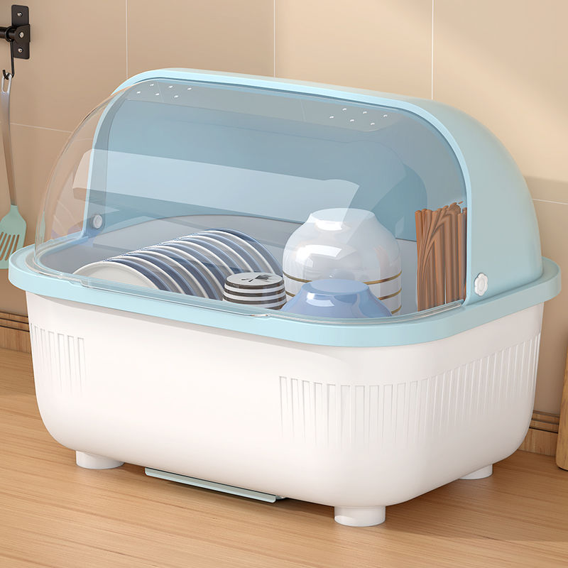 厨房碗筷收纳置物架大容量装碗筷碟盘收纳盒带盖沥水碗架放碗箱