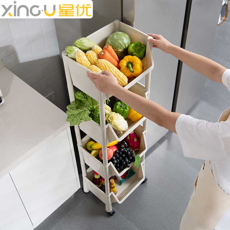 星优厨房蔬菜置物架落地多层菜架子菜篮子收纳神器储物筐用家用