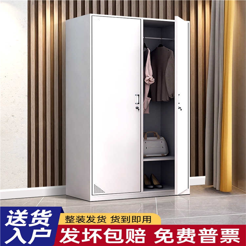 钢制宿舍2二门双门换衣铁皮衣柜员工更衣柜家用带锁浴室收纳柜子