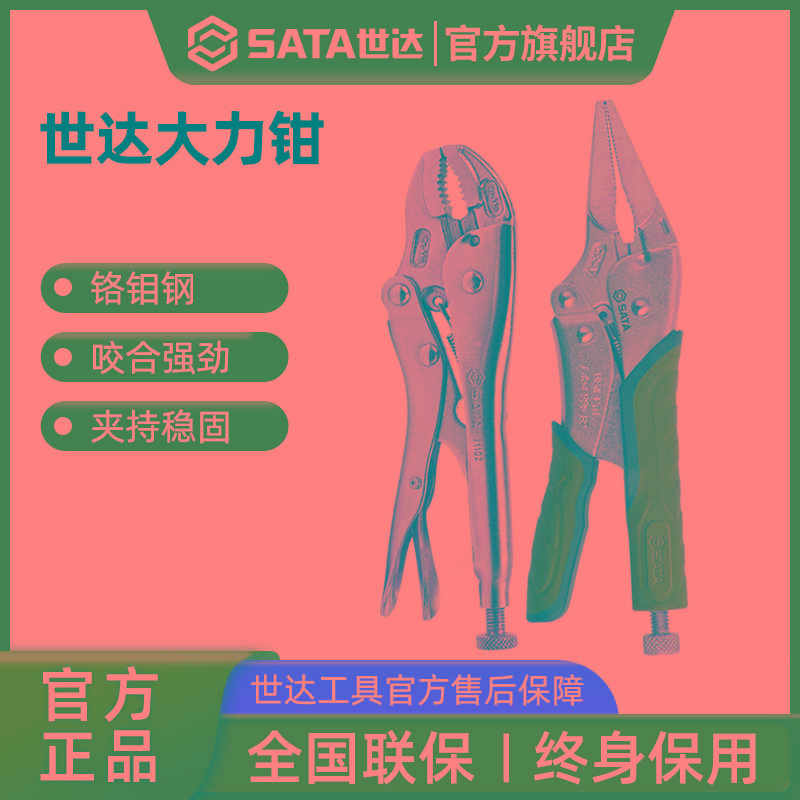 世达大力钳子工业级多功能圆口尖嘴直口压力夹钳木工手动固定工具