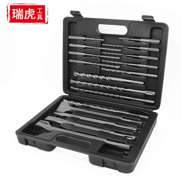 电锤钻头17PC套装 塑盒圆柄钻头电锤尖凿扁凿破墙铲凿组合套装