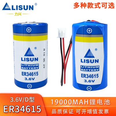 ER34615力兴锂亚电池3.6V/7.2V物联网流量计1号D型燃煤气表电池组
