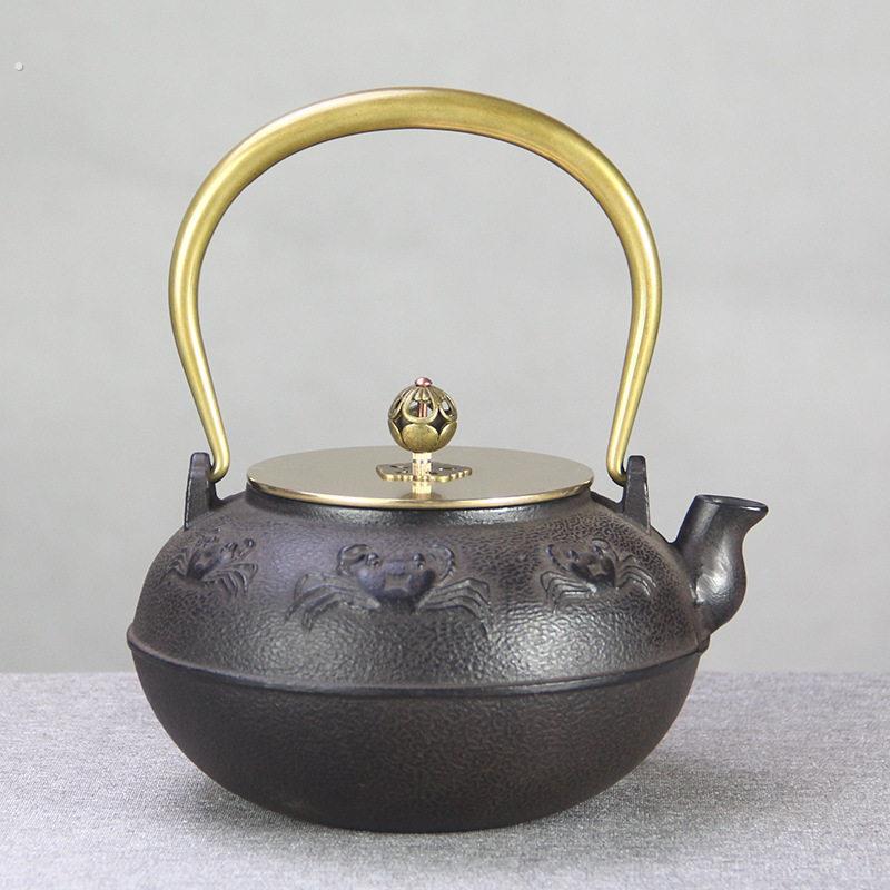 螃蟹铸铁壶手工煮水泡茶壶电陶炉煮茶器养生家用工艺礼品套装