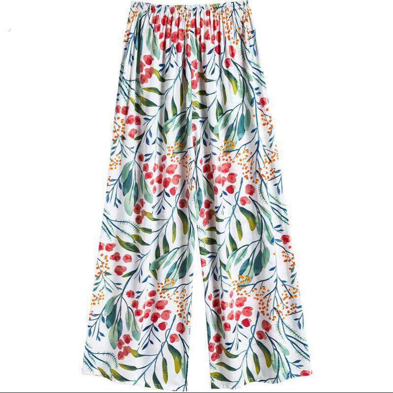 棉绸睡裤女士夏天款人造棉沙滩裤可外穿大码夏季家居服九分裤睡衣