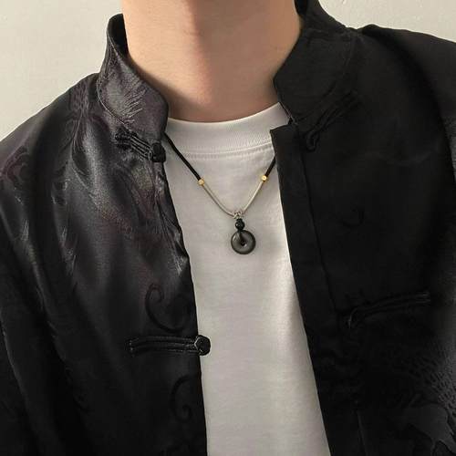 ACC 文雅气质中国风复古平安扣项链男高级感时尚日常男士吊坠配饰