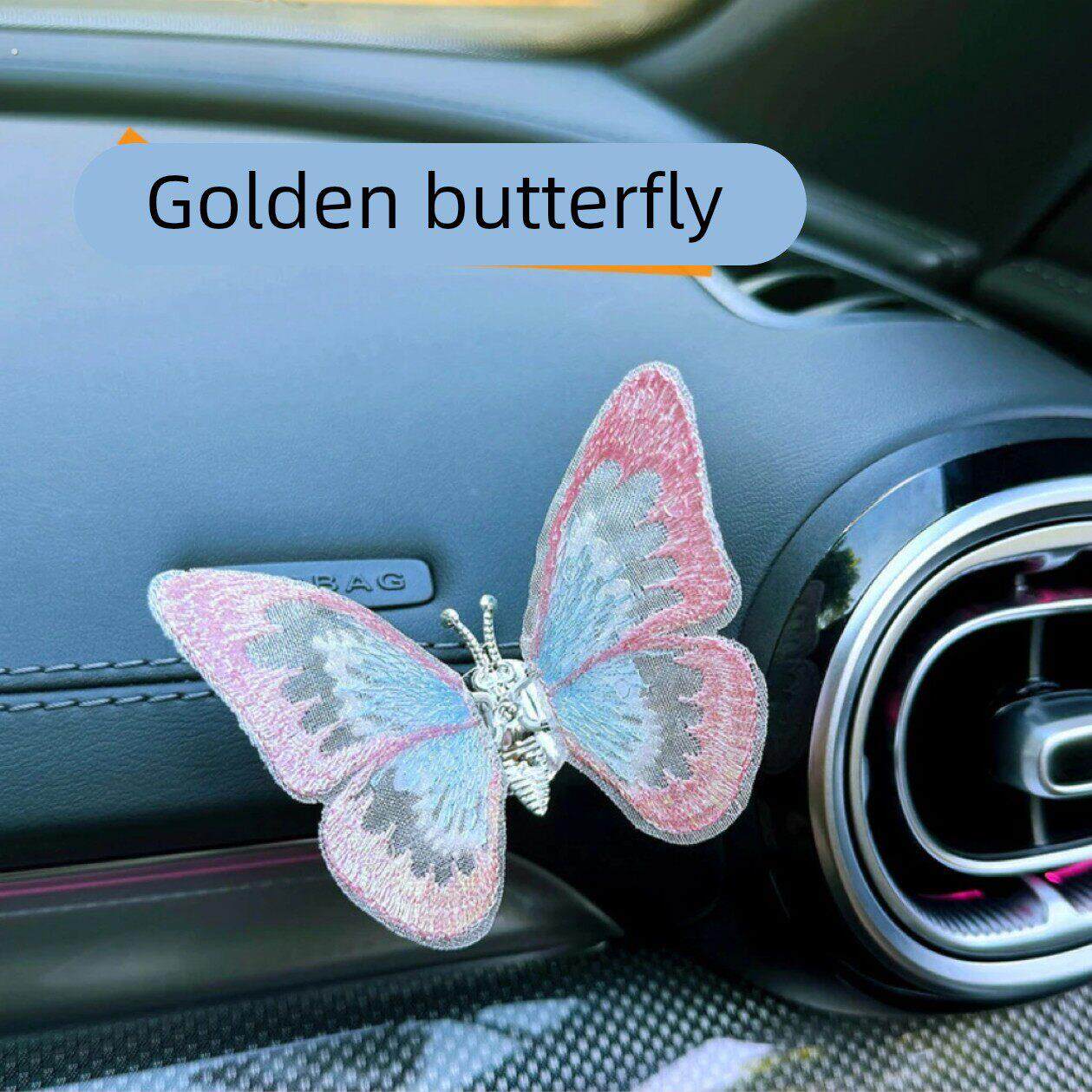 会动的蝴蝶汽车摆件车载车内饰品摆件中控台治愈系装饰品生动创意