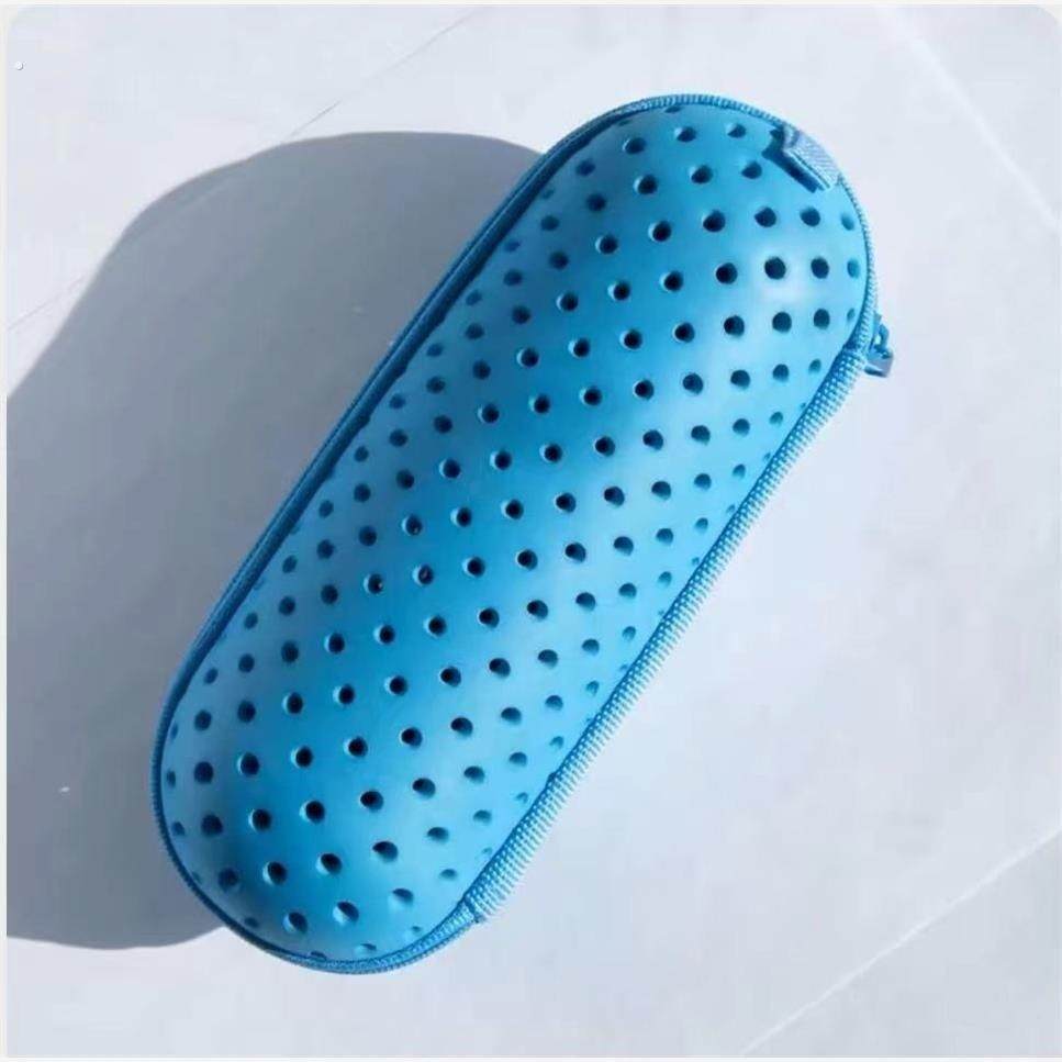 游泳眼镜盒EVA泳镜收纳盒硅胶镂空透气孔圆孔泳镜盒游泳装备镜盒