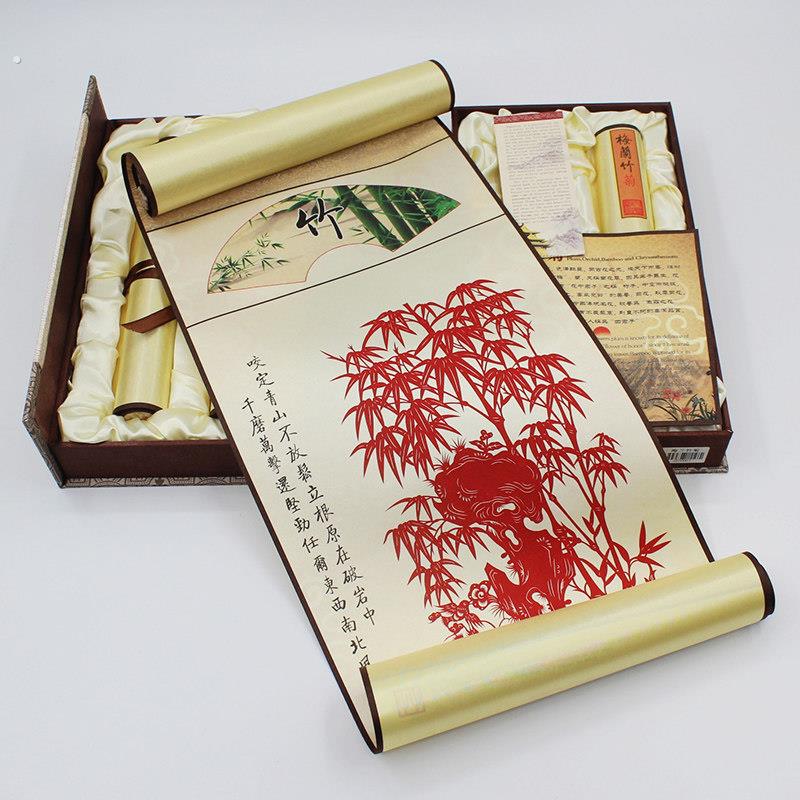 中国特色礼品送老外 手工剪纸丝绸剪纸挂画装饰画中国风出国礼物