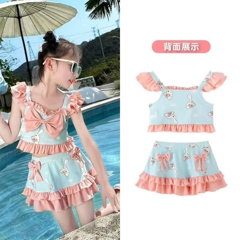 儿童泳衣2025新款洋气可爱速干公主分体套装小女孩内置安全裤泳装