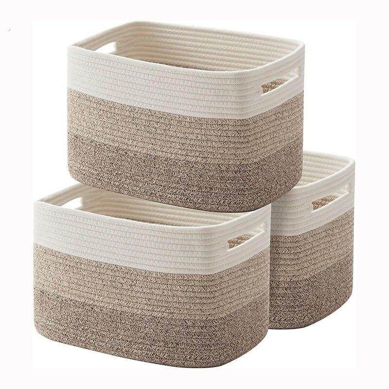 房窝格子柜收纳筐棉线编织桌面书籍玩具整理箱内衣袜子收纳篮方形