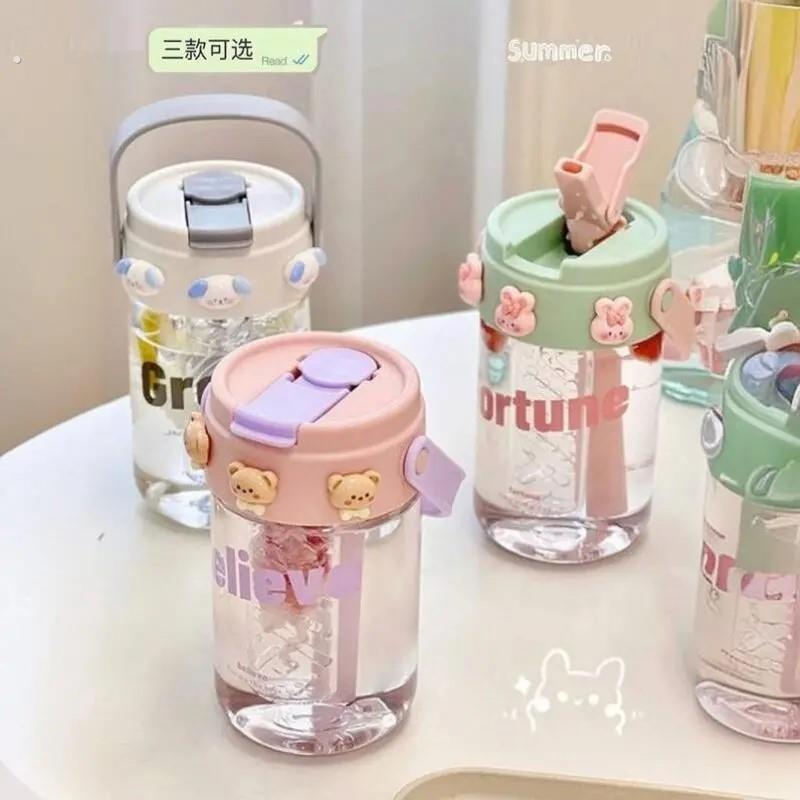 夏天高颜值吸管杯大容量水杯少女学生茶水分离耐高温便携花茶杯子