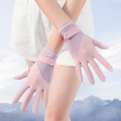 防晒手套女防紫外线夏季冰丝薄款透气防滑露指触屏专业开车骑车女