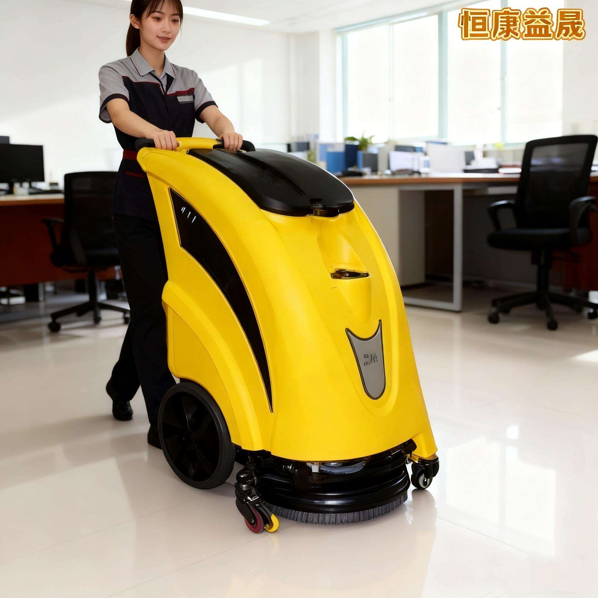 盈乐817洗拖一体机工厂车间手推式洗地机酒店商用全自动拖地机