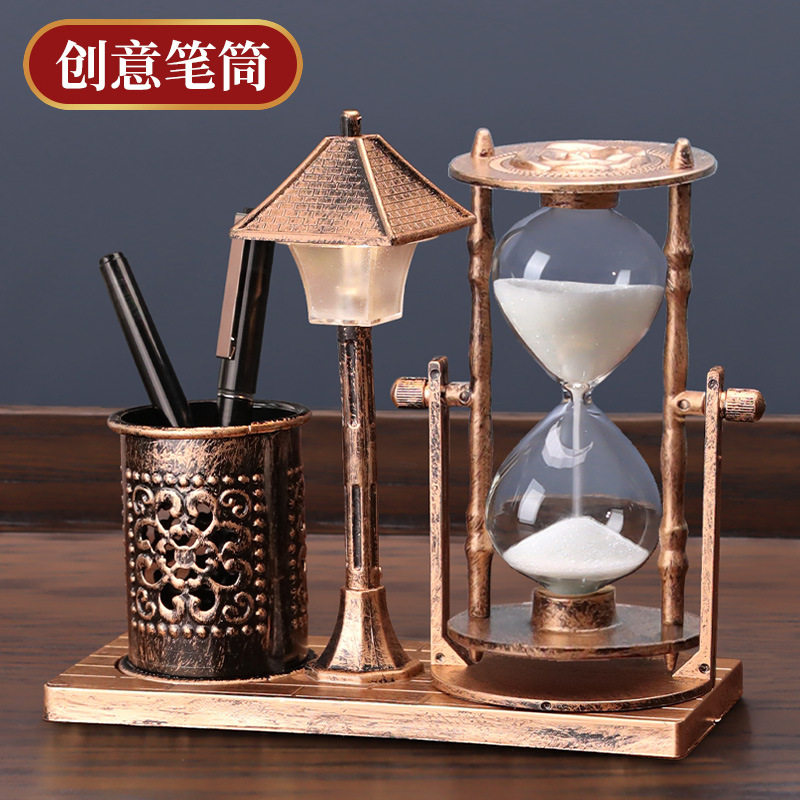 沙漏计时器儿童30学习15分钟10创意复古笔筒摆件时间流沙漏斗
