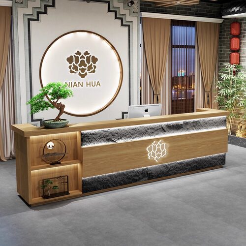 实木复古工业中式商用收银台