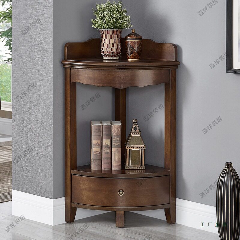 美式实木转角客厅装饰柜