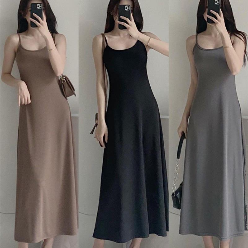 法式显瘦包臀长裙辣妹吊带外穿连衣裙女2025夏季新款内搭背心裙子