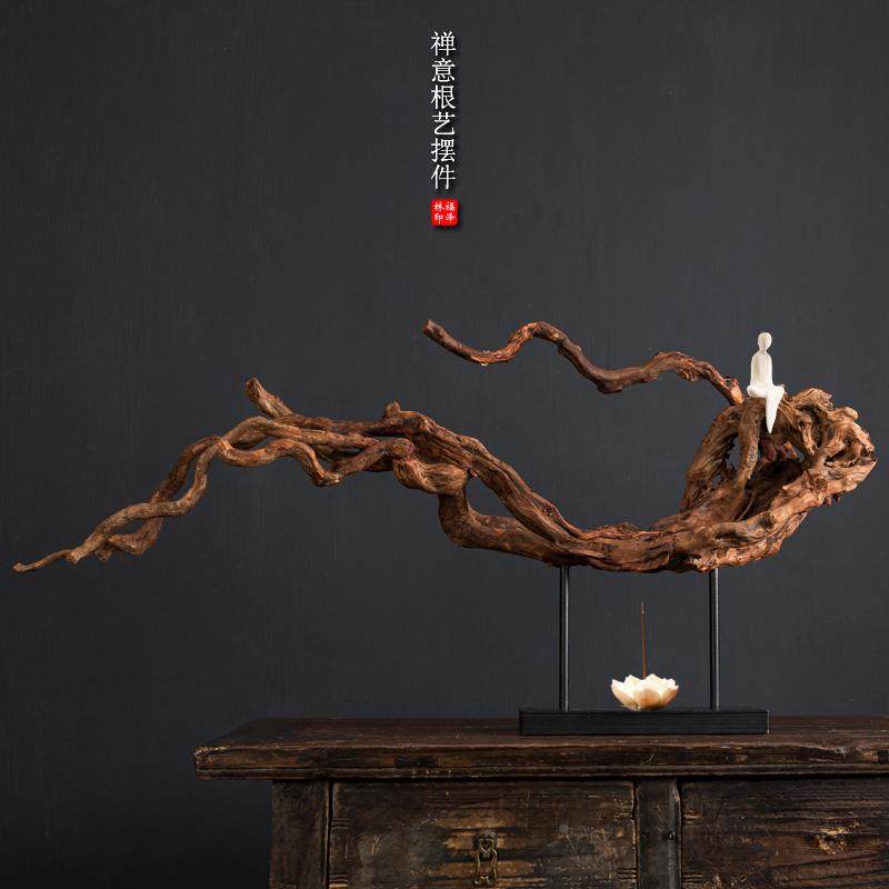 新中式根雕玄关摆件天然树根杜鹃根枯木雕茶室桌面禅意装饰艺术品